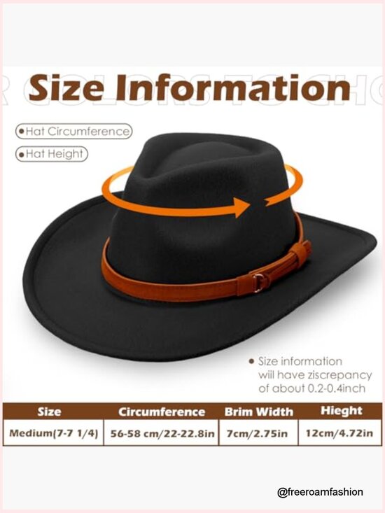 Wide Brim Cowboy Hat with Belt Classic Western Style Unisex main image 5